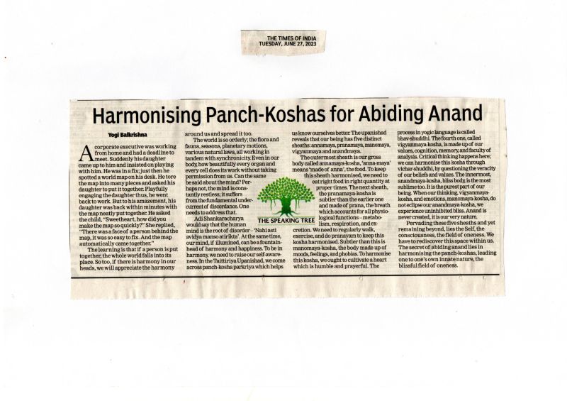 Harmonising Panch-Koshas for Abiding Anand